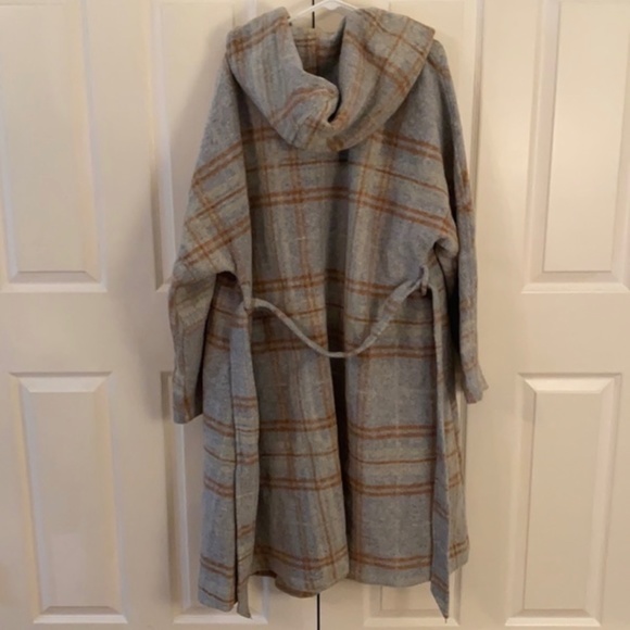 Free People Far From Home Grey plaid wool coat size L - Picture 4 of 10